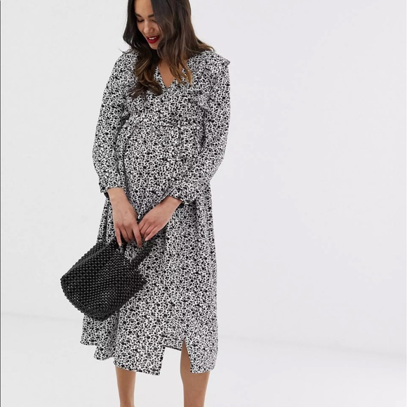 ASOS Maternity Dresses & Skirts - ASOS Glamorous Bloom long sleeve midi dress with ruffle detail in ditsy floral